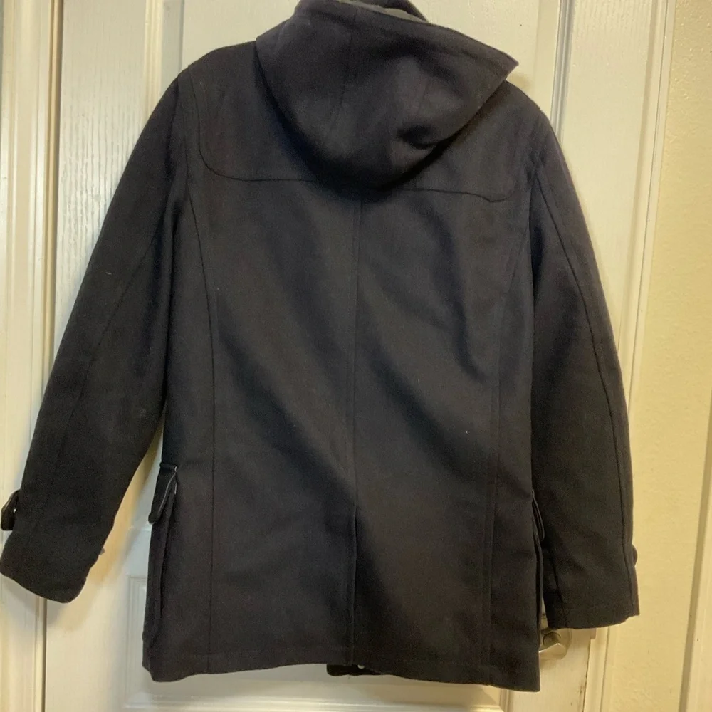 Express Men’s Black Wool Blend Toggle Hooded Coat Size S - Picture 3 of 11